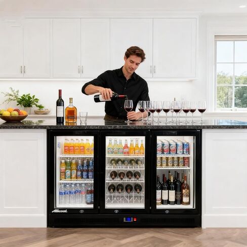 ثلاجة تبريد شريط خلفي، ثلاجة عرض تجارية بحجم 13 قدمًا مكعبًا، مبرد مضغوط تحت الطاولة، ثلاجة بيرة مع ضوء LED ورفوف قابلة للتعديل، موافقة ETL (باب مفصلي) in Kuwait