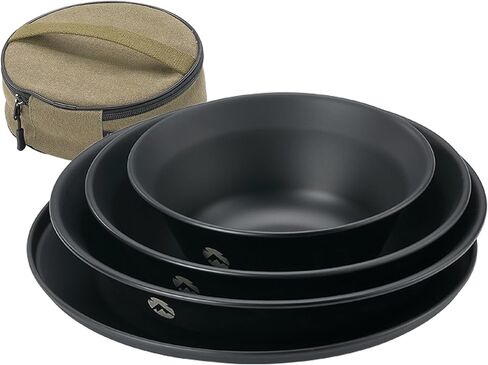 CAMPINGMOON Camping Plates Stainless Steel 4pcs Black BKS395-1S in Kuwait