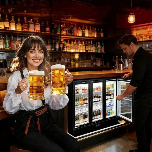 ثلاجة تبريد شريط خلفي، ثلاجة عرض تجارية بحجم 13 قدمًا مكعبًا، مبرد مضغوط تحت الطاولة، ثلاجة بيرة مع ضوء LED ورفوف قابلة للتعديل، موافقة ETL (باب مفصلي) in Kuwait