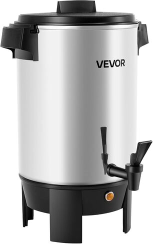 VEVOR Commercial Coffee Urn, 30 Cup 152oz Hot Beverage Dispenser with Dripless Faucet, 1090W Quick-Brewing Coffee Maker, Automatic Temperature Control, for Catering, Party, Church & Restaurant in Saudi Arabia