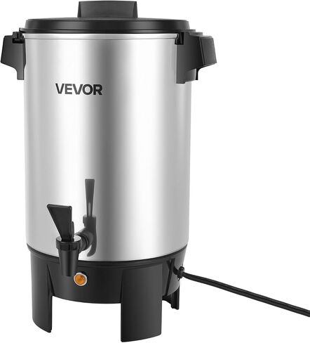 VEVOR Commercial Coffee Urn, 30 Cup 152oz Hot Beverage Dispenser with Dripless Faucet, 1090W Quick-Brewing Coffee Maker, Automatic Temperature Control, for Catering, Party, Church & Restaurant in Saudi Arabia