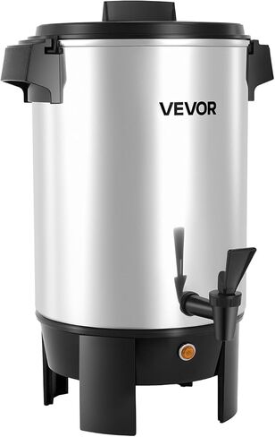 VEVOR Commercial Coffee Urn, 30 Cup 152oz Hot Beverage Dispenser with Dripless Faucet, 1090W Quick-Brewing Coffee Maker, Automatic Temperature Control, for Catering, Party, Church & Restaurant in Saudi Arabia