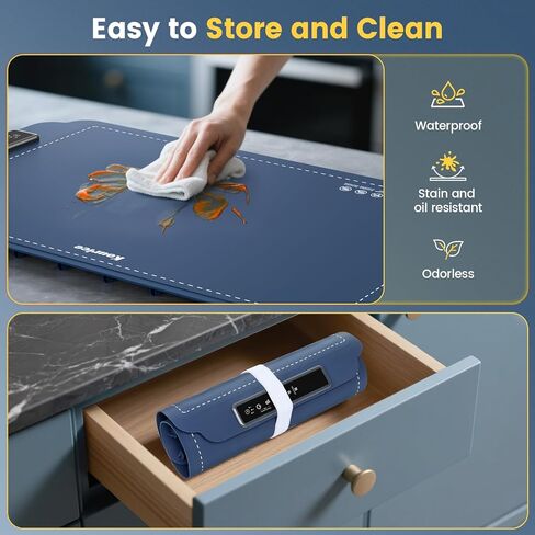 بساط تدفئة للطعام، سخان طعام مع 4 مستويات لدرجة حرارة قابلة للتعديل، تسخين سطحي كامل، بساط تدفئة طعام قابل للدوران والمحمول، صينية تدفئة كهربائية لحفلات البوفيهات والاستخدام اليومي المنزلي in Kuwait