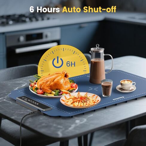 بساط تدفئة للطعام، سخان طعام مع 4 مستويات لدرجة حرارة قابلة للتعديل، تسخين سطحي كامل، بساط تدفئة طعام قابل للدوران والمحمول، صينية تدفئة كهربائية لحفلات البوفيهات والاستخدام اليومي المنزلي in Kuwait
