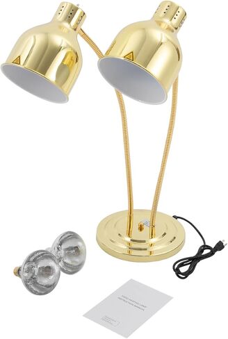 مصباح تسخين الطعام برأس مزدوج، ضوء تسخين الطعام التجاري بقدرة 500 وات مع لمبتين، مصباح تسخين كهربائي محمول من الفولاذ المقاوم للصدأ للمطعم، البوفيه، تقديم الطعام، المطبخ in Kuwait