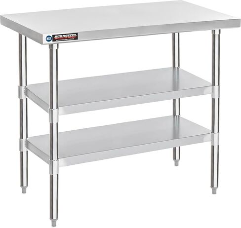 DuraSteel Food Prep Stainless Steel Table - 30 x 48 Inch Commercial Metal Workbench with Adjustable Under Shelf - NSF Certified - for Restaurant, Warehouse, Home, Kitchen, Garage in Saudi Arabia