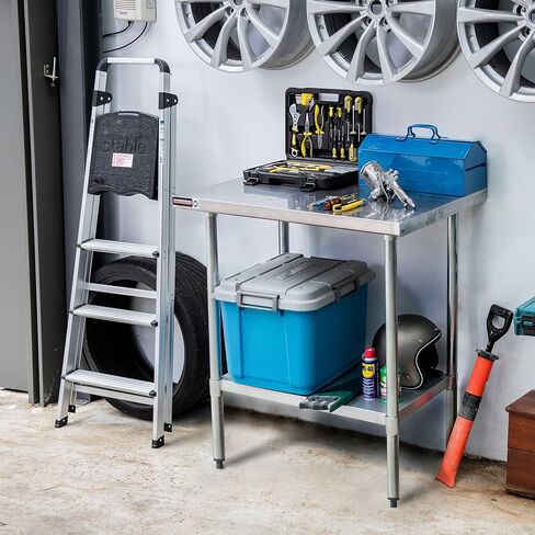 DuraSteel Food Prep Stainless Steel Table - 30 x 48 Inch Commercial Metal Workbench with Adjustable Under Shelf - NSF Certified - for Restaurant, Warehouse, Home, Kitchen, Garage in Saudi Arabia