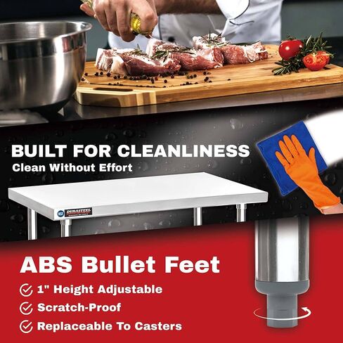 DuraSteel Food Prep Stainless Steel Table - 30 x 48 Inch Commercial Metal Workbench with Adjustable Under Shelf - NSF Certified - for Restaurant, Warehouse, Home, Kitchen, Garage in Saudi Arabia