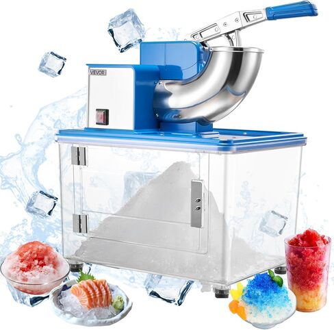 VEVOR Commercial Ice Crusher 661LBS/H, 350W Electric Snow Cone Machine with 4 Blades, 1400RPM Stainless Steel Shaved Ice Machine with 11 Gal Crushed-Ice Box, for Family Restaurants Bars, White in Saudi Arabia