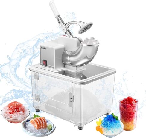 VEVOR Commercial Ice Crusher 661LBS/H, 350W Electric Snow Cone Machine with 4 Blades, 1400RPM Stainless Steel Shaved Ice Machine with 11 Gal Crushed-Ice Box, for Family Restaurants Bars, White in Saudi Arabia