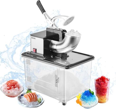 VEVOR Commercial Ice Crusher 661LBS/H, 350W Electric Snow Cone Machine with 4 Blades, 1400RPM Stainless Steel Shaved Ice Machine with 11 Gal Crushed-Ice Box, for Family Restaurants Bars, White in Saudi Arabia