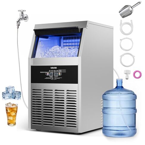 VEVOR Commercial Ice Maker Machine, 90 lbs/24h with 13 lbs Storage Capacity, Countertop/Freestanding/Under Counter, Stainless Steel Ice Maker with LED Display & Self-Cleaning, for Home Bar Restaurant in Saudi Arabia