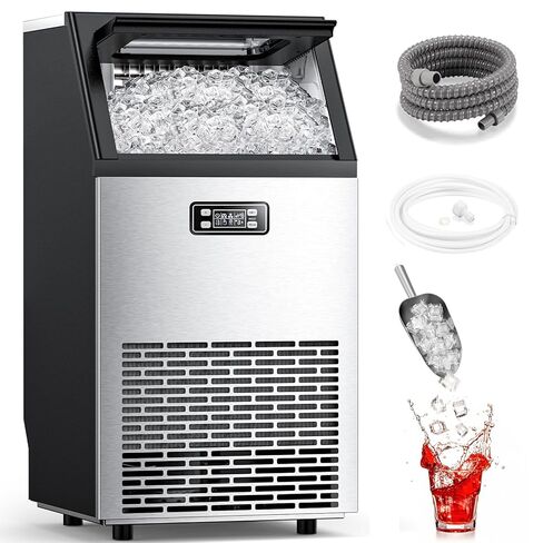 COWSAR Commercial Ice Maker Machine 100Lbs/24H, Stainless Steel Undercounter Ice Maker with 33Lbs Storage Capacity, Self-Cleaning Freestanding Ice Machine for Home, Bar, Restaurant, Office, Outdoor in Kuwait