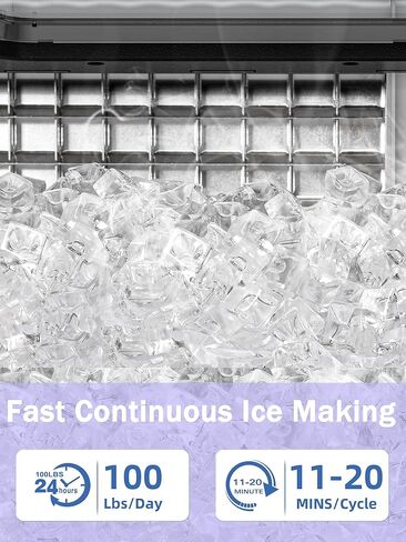 COWSAR Commercial Ice Maker Machine 100Lbs/24H, Stainless Steel Undercounter Ice Maker with 33Lbs Storage Capacity, Self-Cleaning Freestanding Ice Machine for Home, Bar, Restaurant, Office, Outdoor in Kuwait