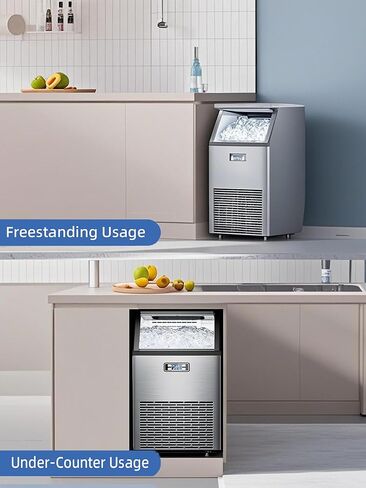 COWSAR Commercial Ice Maker Machine 100Lbs/24H, Stainless Steel Undercounter Ice Maker with 33Lbs Storage Capacity, Self-Cleaning Freestanding Ice Machine for Home, Bar, Restaurant, Office, Outdoor in Kuwait