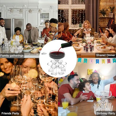 ALEVMOOM 6 Shot Glass Dispenser and Holder, Dispensers For Filling Liquids Multiple 6 Shot Glass, Acrylic Touchless Liquor Dispenser for Drink Cocktail Juice - Fun Bar Accessories Drink Tool in Kuwait