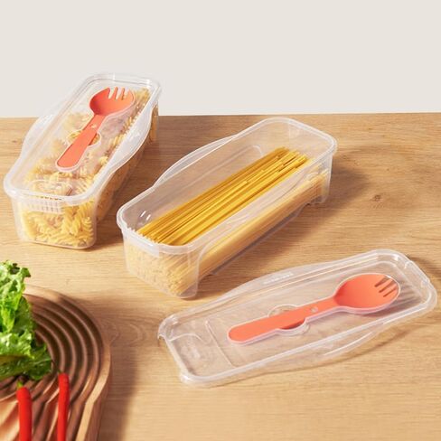 قطعتان من طباخ المعكرونة في الميكروويف القابل للتكديس مع غطاء مصفاة وشوكة، خالية من مادة BPA، طباخ المعكرونة في الميكروويف، صانعة المعكرونة سريعة وسهلة للمنزل والمكتب والمنزل الصغير لإعداد الوجبات in Kuwait