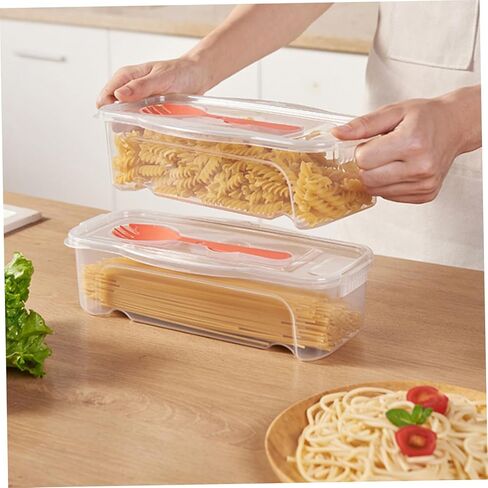 قطعتان من طباخ المعكرونة في الميكروويف القابل للتكديس مع غطاء مصفاة وشوكة، خالية من مادة BPA، طباخ المعكرونة في الميكروويف، صانعة المعكرونة سريعة وسهلة للمنزل والمكتب والمنزل الصغير لإعداد الوجبات in Kuwait