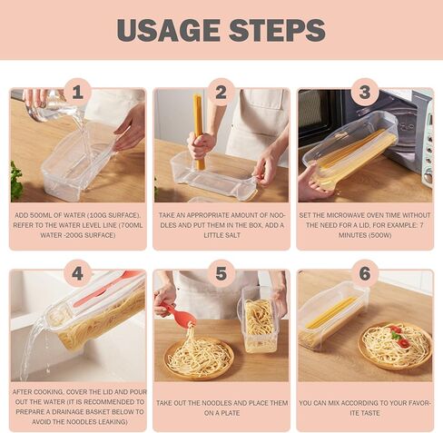 قطعتان من طباخ المعكرونة في الميكروويف القابل للتكديس مع غطاء مصفاة وشوكة، خالية من مادة BPA، طباخ المعكرونة في الميكروويف، صانعة المعكرونة سريعة وسهلة للمنزل والمكتب والمنزل الصغير لإعداد الوجبات in Kuwait