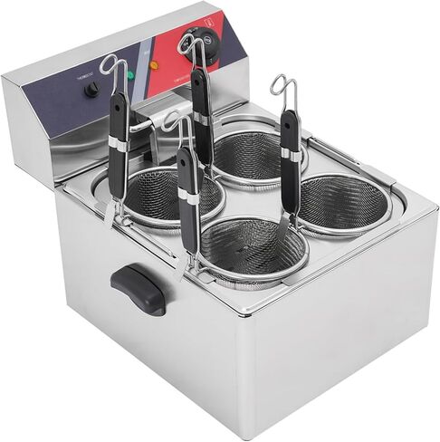 طباخ المعكرونة التجاري ذو 4 فتحات، طباخ المعكرونة الكهربائي مع مصفاة 3500 وات، ماكينة طهي المعكرونة الكهربائية لفطائر المعكرونة السباغيتي، درجة حرارة قابلة للتعديل 140-392 درجة فهرنهايت in Kuwait