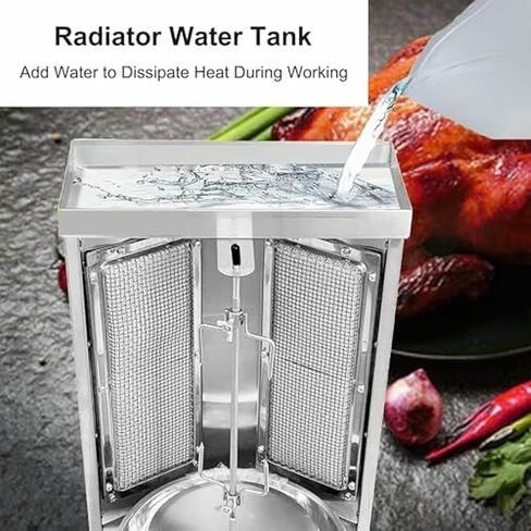 ماكينة شواء الشاورما التجارية، مشواة عمودية تعمل بالغاز لجيروسكوب دونر كباب، فرن شواء من الفولاذ المقاوم للصدأ لشاحنات الطعام في المطاعم in Kuwait