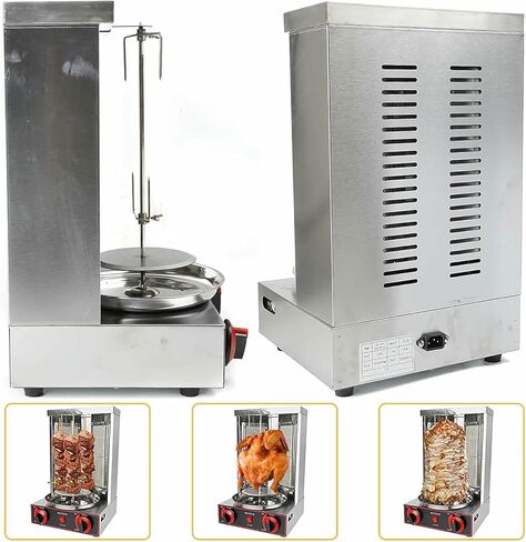 Vertical Kebab Machine, Auto-Rotate Kebab Grill, Gas Rotisserie Oven for Commercial and Home Use, Kebab Maker with 2 Burners in Saudi Arabia