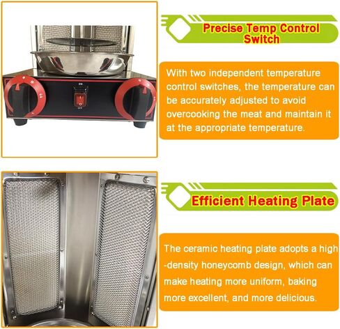 Shawarma Grill Machine Vertical Broiler LP Gas Turkish Barbecue Shawarma Rotisserie Countertop Rotating Doner Kebab Gyro Grill Oven with 2 Burners for Home Kitchen Restaurant Party in Saudi Arabia