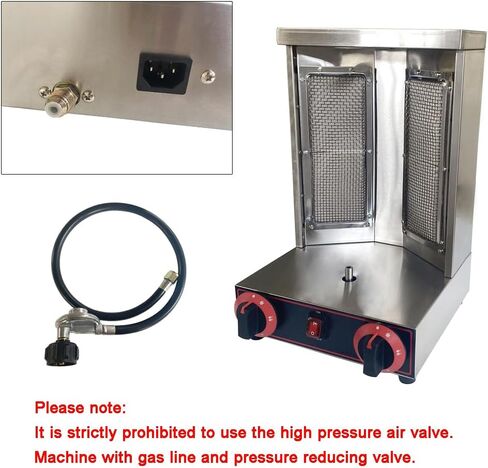 Shawarma Grill Machine Vertical Broiler LP Gas Turkish Barbecue Shawarma Rotisserie Countertop Rotating Doner Kebab Gyro Grill Oven with 2 Burners for Home Kitchen Restaurant Party in Saudi Arabia