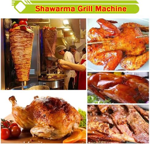 Shawarma Grill Machine Vertical Broiler LP Gas Turkish Barbecue Shawarma Rotisserie Countertop Rotating Doner Kebab Gyro Grill Oven with 2 Burners for Home Kitchen Restaurant Party in Saudi Arabia