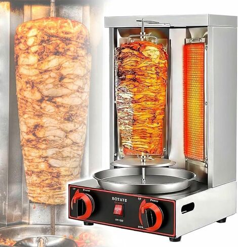 Shawarma Machine, Doner Kebab Machine, Gas Gyros Rotisserie Grill, Vertical Broiler Gyro Meat Rotisserie for Commercial Restaurant Home Kitchen in Saudi Arabia