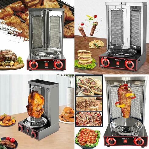 Shawarma Machine, Doner Kebab Machine, Gas Gyros Rotisserie Grill, Vertical Broiler Gyro Meat Rotisserie for Commercial Restaurant Home Kitchen in Saudi Arabia
