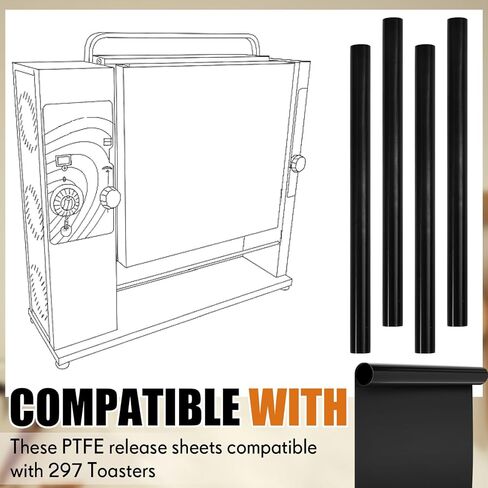 10 Pack PTFE Release Sheets Compatible with 297 Series 21 x 16.75 Inch Non Stick Toaster Release Sheets PTFE Liner, for Bread, Buns in Kuwait