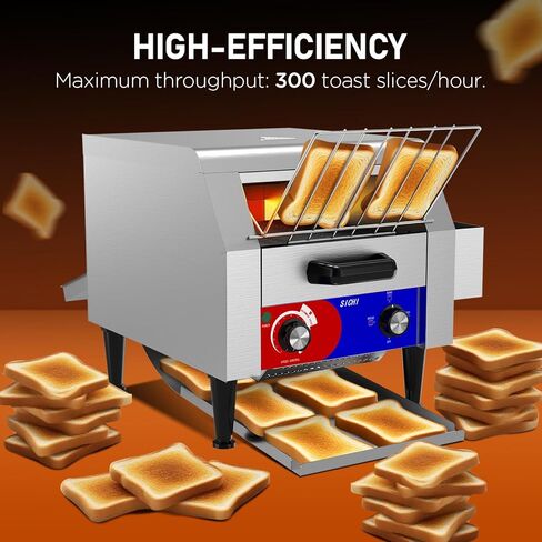 Commercial Conveyor Toaster w/ 2 Slice Wide Slot, 300 Slice/hour Commercial Toaster w/ 10.1’’ Wide and 3‘’ Opening, Industrial Kitchen Cooking bagel w/Stainless Steel and Heavy Duty in Kuwait