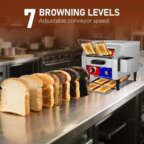 Commercial Conveyor Toaster w/ 2 Slice Wide Slot, 300 Slice/hour Commercial Toaster w/ 10.1’’ Wide and 3‘’ Opening, Industrial Kitchen Cooking bagel w/Stainless Steel and Heavy Duty in Kuwait