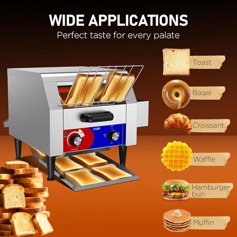 Commercial Conveyor Toaster w/ 2 Slice Wide Slot, 300 Slice/hour Commercial Toaster w/ 10.1’’ Wide and 3‘’ Opening, Industrial Kitchen Cooking bagel w/Stainless Steel and Heavy Duty in Kuwait