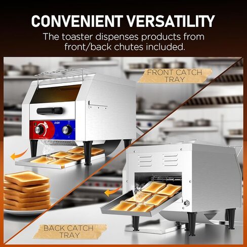 Commercial Conveyor Toaster w/ 2 Slice Wide Slot, 300 Slice/hour Commercial Toaster w/ 10.1’’ Wide and 3‘’ Opening, Industrial Kitchen Cooking bagel w/Stainless Steel and Heavy Duty in Kuwait