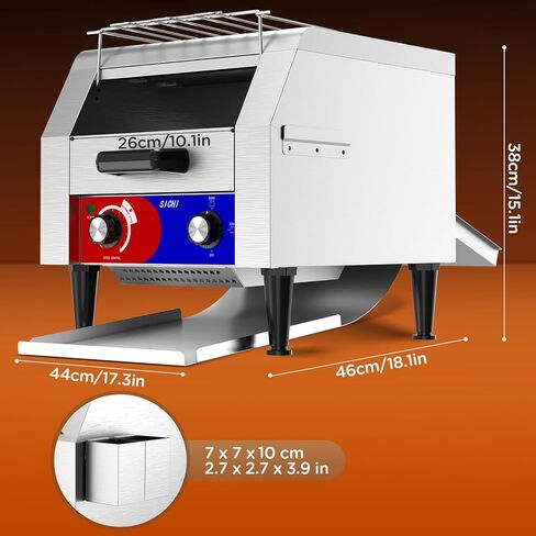 Commercial Conveyor Toaster w/ 2 Slice Wide Slot, 300 Slice/hour Commercial Toaster w/ 10.1’’ Wide and 3‘’ Opening, Industrial Kitchen Cooking bagel w/Stainless Steel and Heavy Duty in Kuwait