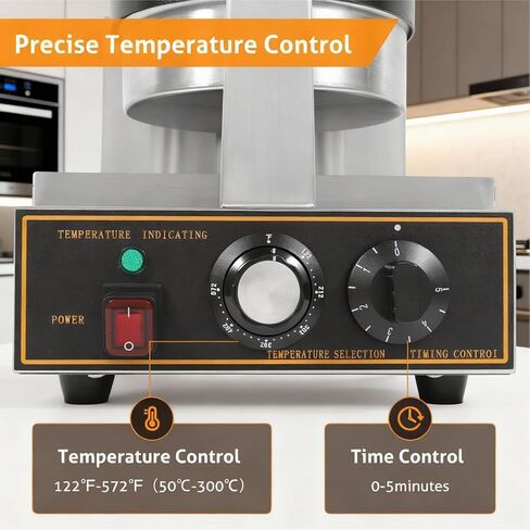 WICHEMI Commercial Belgian Waffle Maker Thick, Cast Iron Waffle Maker Rotating, 180° Flip Nonstick Time Control Temperature Adjustable 110v 1200w in Kuwait