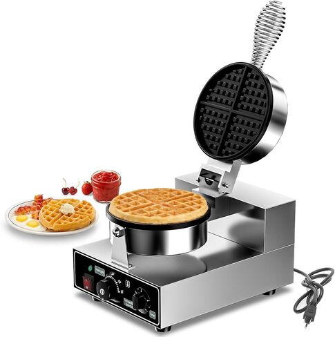 Commercial Waffle Maker, Dual-Head, Dual Zone Temp Setting, 2600W Stainless Steel Waffle Baker Machine, 50-300°C(120-570℉), Nonstick, for Catering, Restaurant, Perfect for Iftar, CE Certified in Kuwait