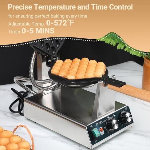 ماكينة صنع الوافل التجارية Hehinton® 110V Pro بقدرة 1400 وات | قاعدة ثابتة مضادة للاهتزاز | مكواة نفخة البيض الدوارة بزاوية 180 درجة | هيكل من الفولاذ المقاوم للصدأ المصقول وطلاء غير لاصق | لوحة التشغيل المريحة in Kuwait