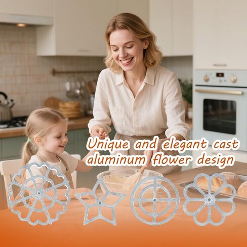 6 عبوات من مكاوي روزيت، قالب بونويلوس مع مقبض، قوالب وافل من الألومنيوم قابلة للفصل، صانعة روزيت، قالب أداة كعكة للمطبخ، الخبز، الطبخ in Kuwait