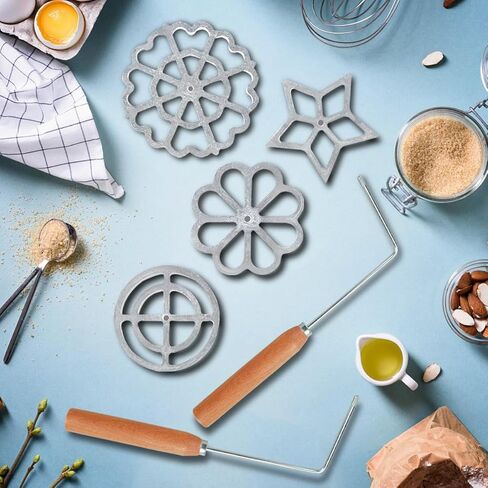 6 عبوات من مكاوي روزيت، قالب بونويلوس مع مقبض، قوالب وافل من الألومنيوم قابلة للفصل، صانعة روزيت، قالب أداة كعكة للمطبخ، الخبز، الطبخ in Kuwait