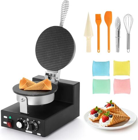 Dyna-Living Commerical Waffle Cone Maker 1200W Professional Waffle Cone Iron Restaurant Ice Cream Cone Egg Roll Mold Nonstick Waffle Machine for Home in Kuwait