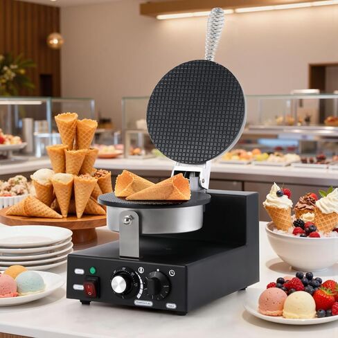 Dyna-Living Commerical Waffle Cone Maker 1200W Professional Waffle Cone Iron Restaurant Ice Cream Cone Egg Roll Mold Nonstick Waffle Machine for Home in Kuwait