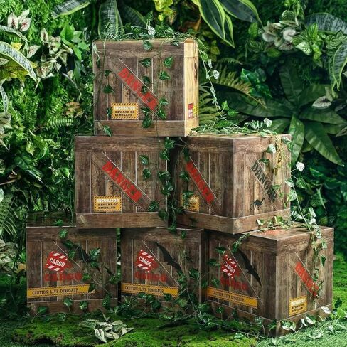 Bucherry 6 Pcs Dinosaur Party Decorations 12 x 12 x 12 Inch Dinosaur Theme Boxes Dinosaur Party Decor Boxes Dinosaur Table Centerpieces for Dinosaur Birthday Party Supplies Baby Shower Decorations in Saudi Arabia