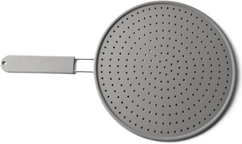 Silicone Splatter Guard for Frying Pan, 28cm Heat Resistant Mesh Screen with Handle Cover, Stainless Steel Oil Stopper for Cooking, Baking, and Steaming, Grey in Saudi Arabia