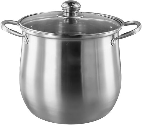 201 Stainless Steel Stock Pot with Heat-Resistant Glass Lid, Extra Large Capacity Soup Pot for Induction and All Stovetops, Visual Cooking for 3-4 Persons in Saudi Arabia