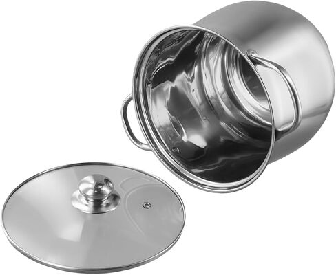 201 Stainless Steel Stock Pot with Heat-Resistant Glass Lid, Extra Large Capacity Soup Pot for Induction and All Stovetops, Visual Cooking for 3-4 Persons in Saudi Arabia