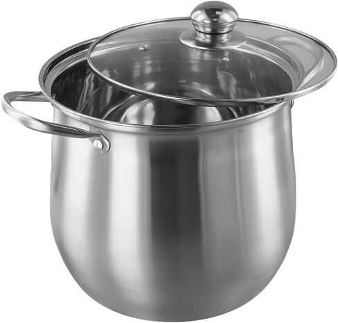 201 Stainless Steel Stock Pot with Heat-Resistant Glass Lid, Extra Large Capacity Soup Pot for Induction and All Stovetops, Visual Cooking for 3-4 Persons in Saudi Arabia