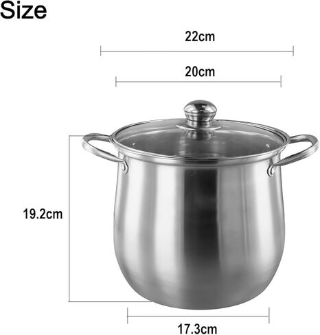 201 Stainless Steel Stock Pot with Heat-Resistant Glass Lid, Extra Large Capacity Soup Pot for Induction and All Stovetops, Visual Cooking for 3-4 Persons in Saudi Arabia